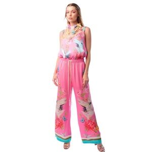 Aratta SET Legend of the Crane Pink Floral Reservable Camisole & Matching Pants